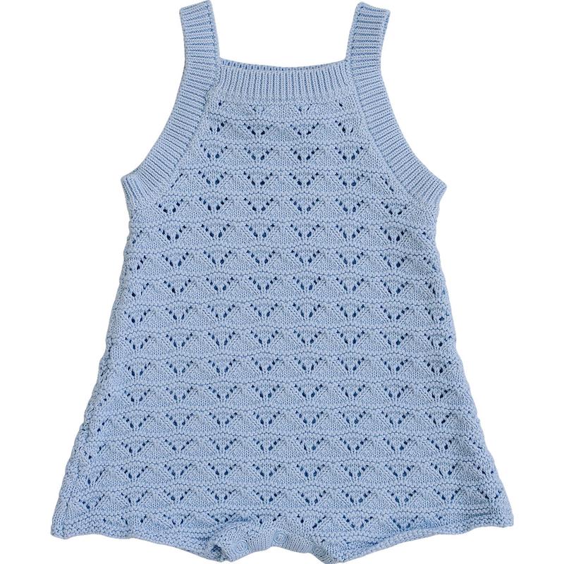 Blue Knit Tank Romper