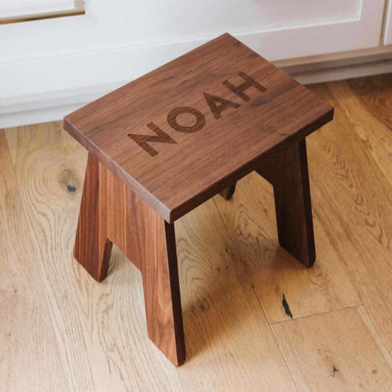 Personalized Children\'s Step Stool  Custom Engraved Wooden Stool Custom Name Stool for Kids Solid Walnut Wood Montessori  USA Made