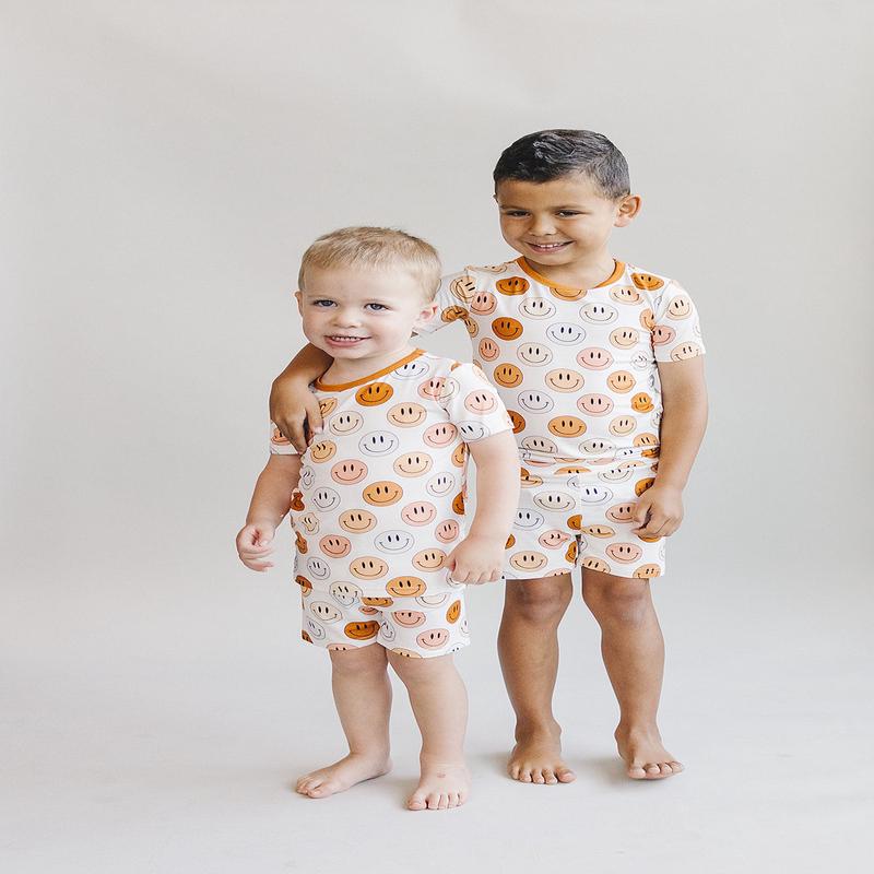 Smiley Bamboo Two Piece Shorts Set | Copper