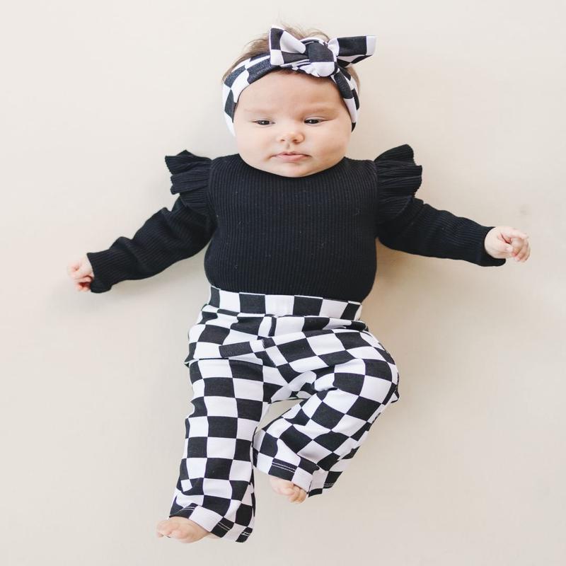 Checkered Flare Pants | Black