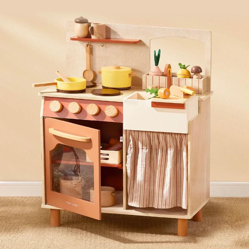 Tiny Land Modern & Versatile Wooden Kids Play Kitchen