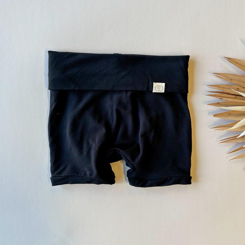 Fold Over Shorties | Black | Luxury Bamboo