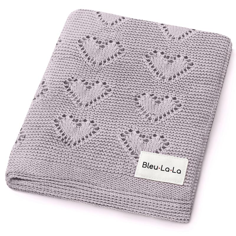 100% Cotton Luxury Knit Heart Swaddle Baby Blanket