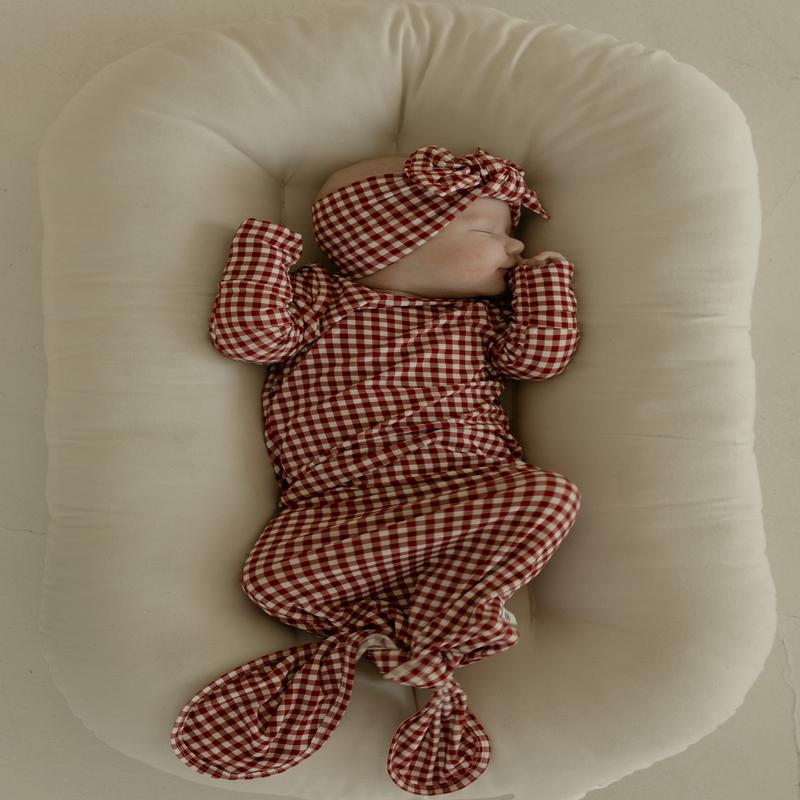 Bamboo Knotted Gown | Red Gingham