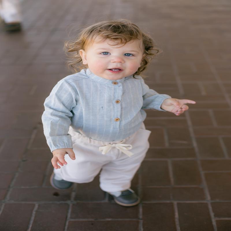 Baby Organic Brushed Cotton Twill Trousers - Oyster