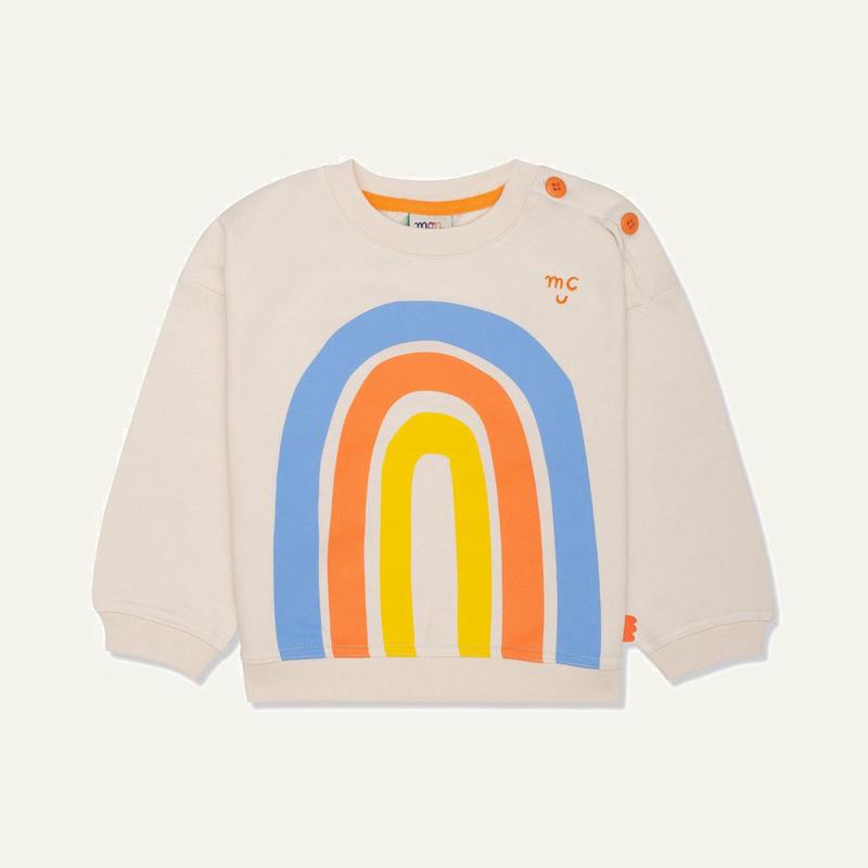 Recycled Cotton Rainbow Kid Sweatshirt - Natural/multi