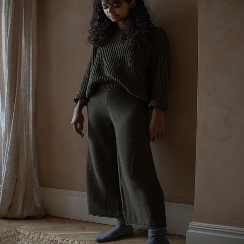 The Wide Leg Knit Trouser Women\'s - Olive