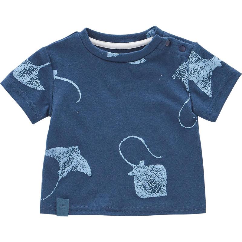Boxy T-Shirt with All Over Print - Navy