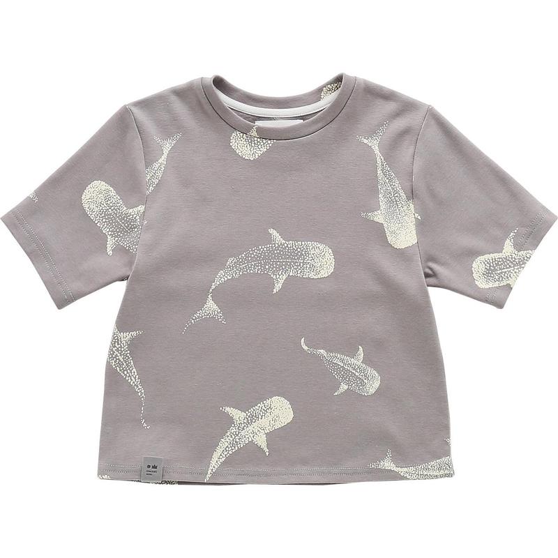 Boxy T-Shirt with All Over Print - Grey