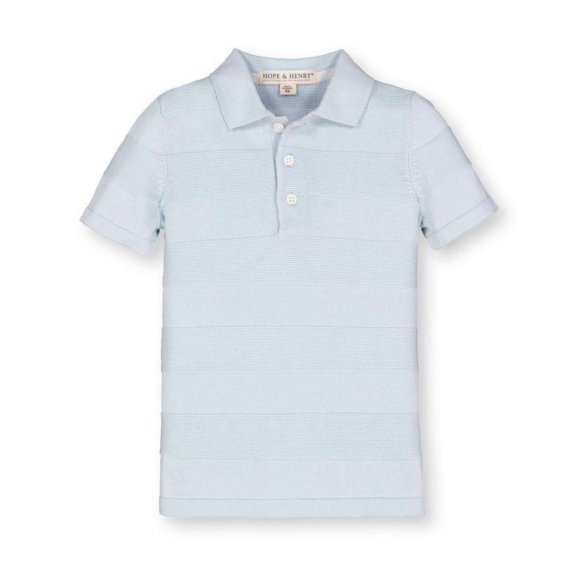 Short Sleeve Sweater Polo - Pale Blue