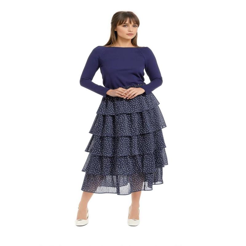 Gabrielle Skirt - Navy-polka-dot
