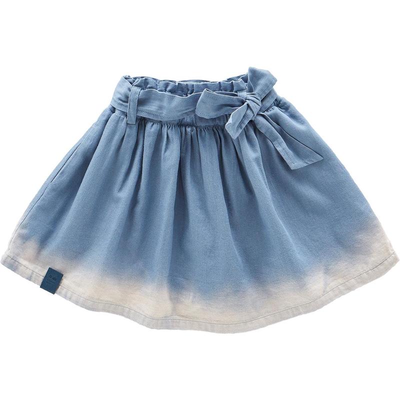 Denim Skirt with Belt - Light Blue