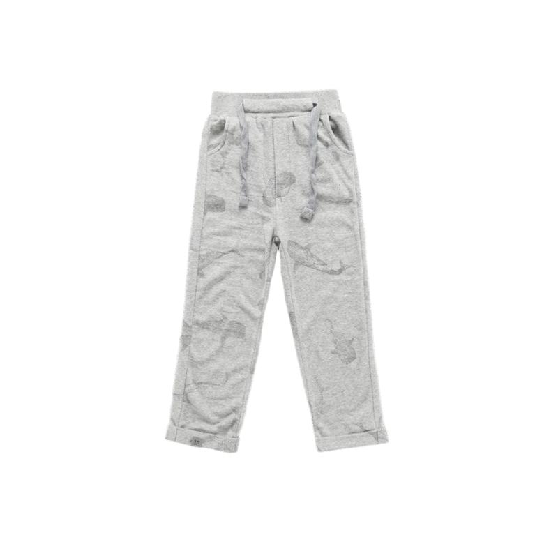 Terry Trousers - Heather Grey with Print