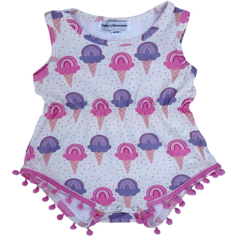 Dillon Pom Pom Romper - Rainbow Swirl