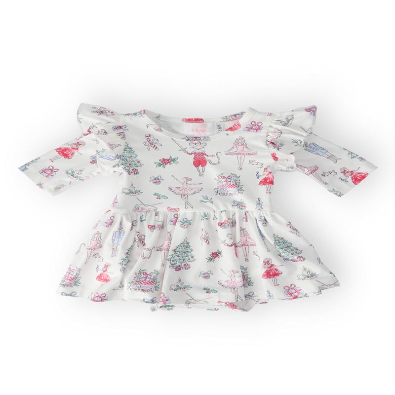 Clara\'s Christmas Twirl Flutter Bodysuit