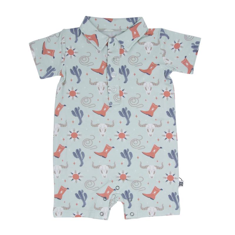 Bulls Boots Lasso Western Polo Romper