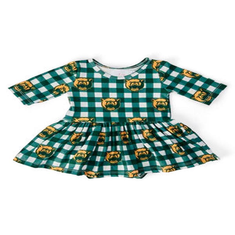 Baylor Plaid Bear 3/4 Sleeve Twirl Bodysuit