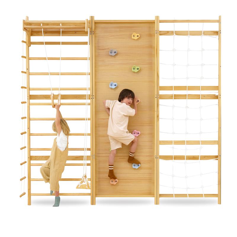 Walnut Modular | Swedish Ladder Jungle Gym - 79\" Height - Wall Mounted