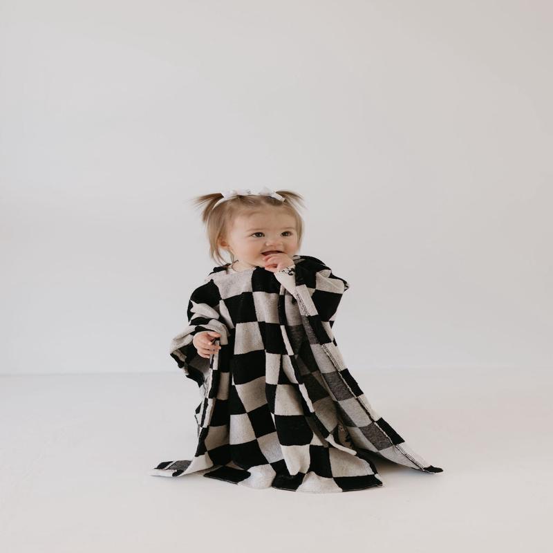 Hooded Towel | Black Checkerboard