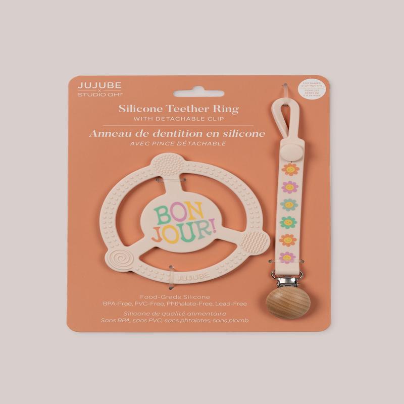 Silicone Teether Ring & Detachable Clip - Bonjour Bb