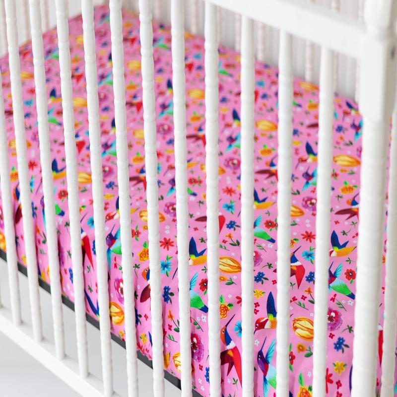 Hummingbird Floral Crib Sheet