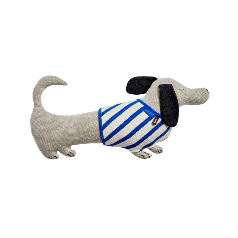Slinkii Dog Cushion - Beige / Dark Blue