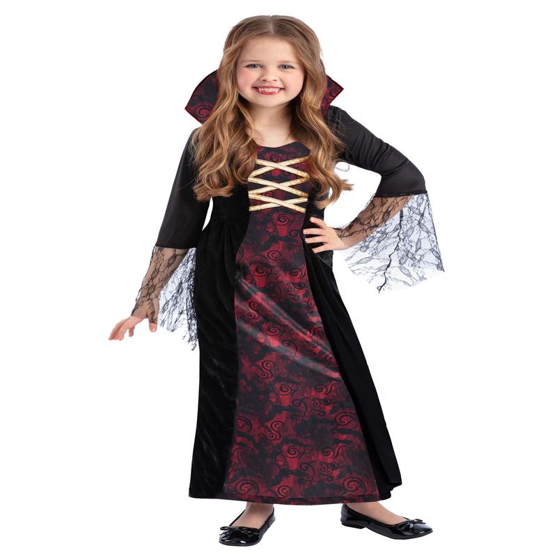 Vampiress Costume with Dress & Attached Collar