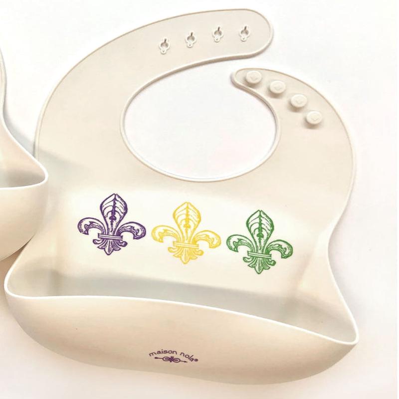 Maison Nola Fleur De Lis Silicone Bib
