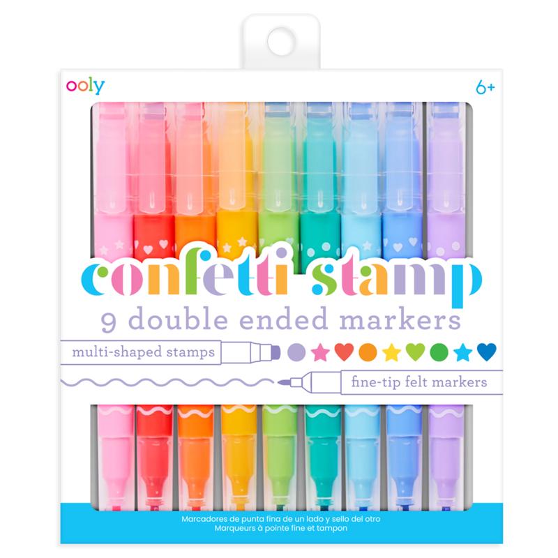 Ooly Confetti Stamp Double-Ended Markers - Set of 9