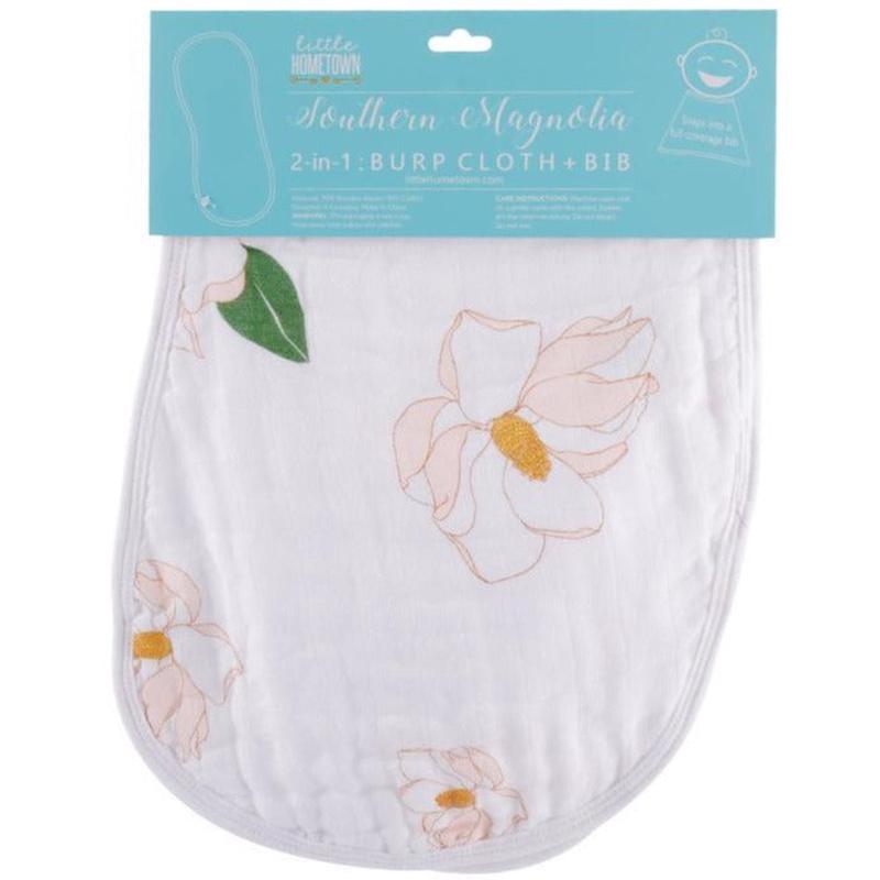 Little Hometown 2-in-1 Burp Cloth and Bib: Magnolia