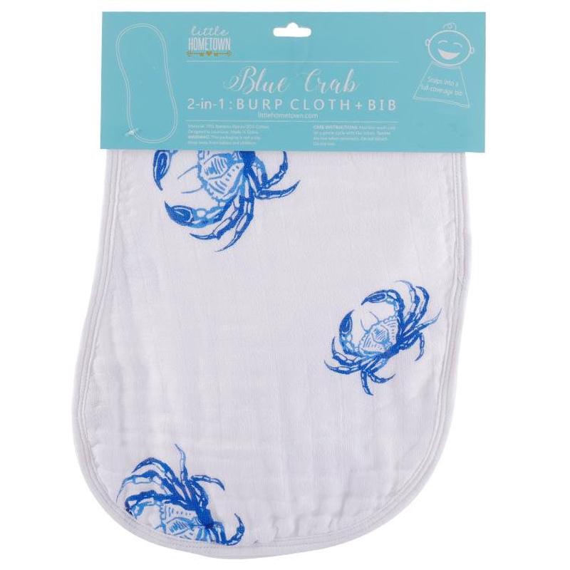 Little Hometown 2-in-1 Burp Cloth + Bib | Blue Crab