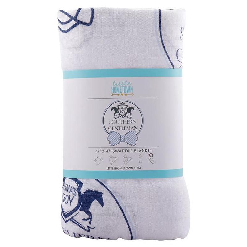 Little Hometown Southern Gentleman Baby Boy Muslin Swaddle Receiving Blanket