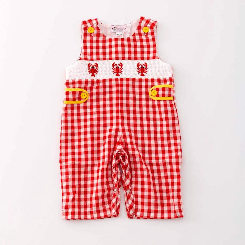 Clover Cottage Red Crawfish Smocked Baby Jon Jon