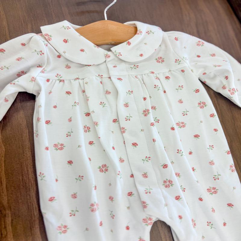 Baby Club Chic Tiny Rosebud Printed Footie w/Round Collar