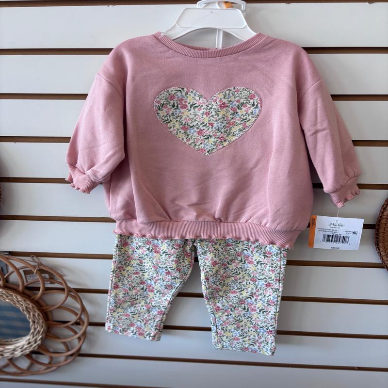 Little Me Heart 2Pc Sweatshirt Set