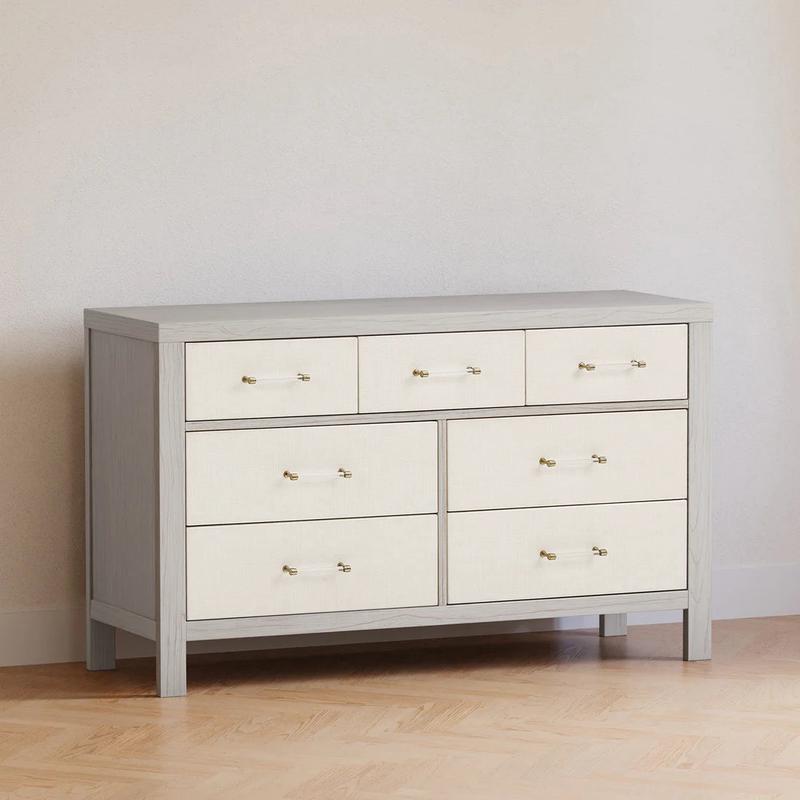 Eloise 7 Drawer Dresser - White Driftwood w/ Pearl Eco Weave