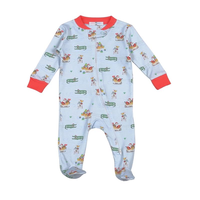 Baby Loren Cajun Christmas Zipper Pima Footie