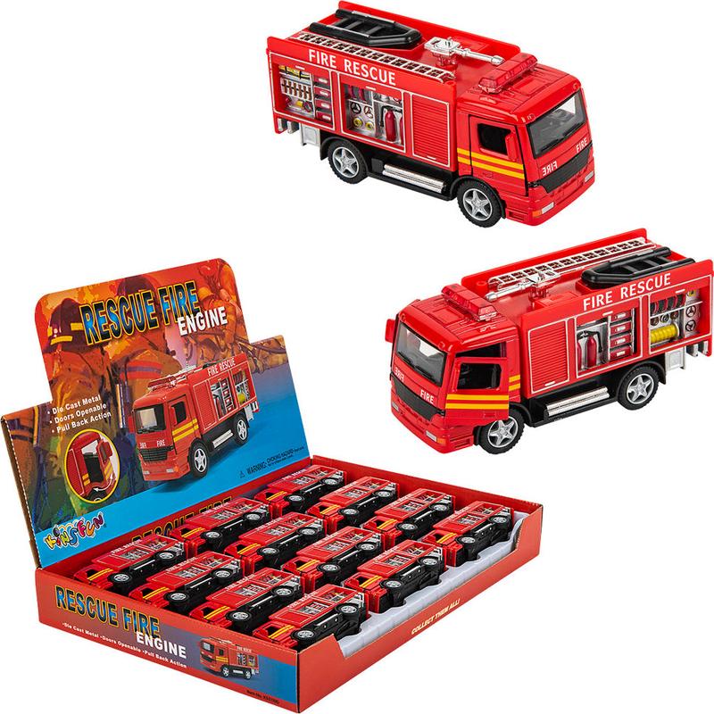 5\" Diecast Pull Back Fire Engine Rescue
